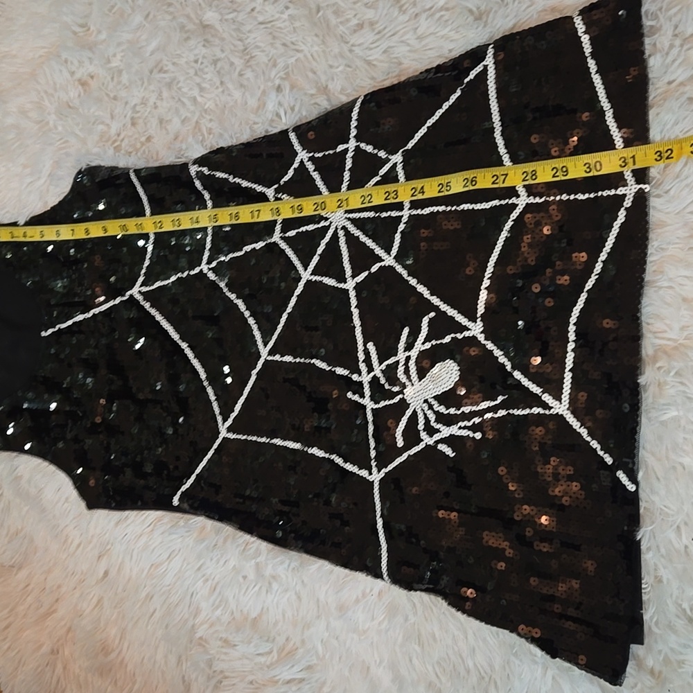 Black Spider Web Sequin  Dress - Picture 3 of 5